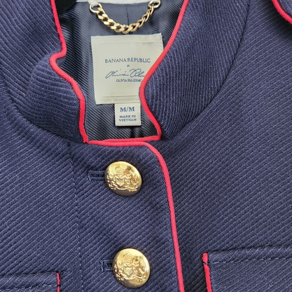 BANANA REPUBLIC Coat Navy red and gold accents - Picture 3 of 3